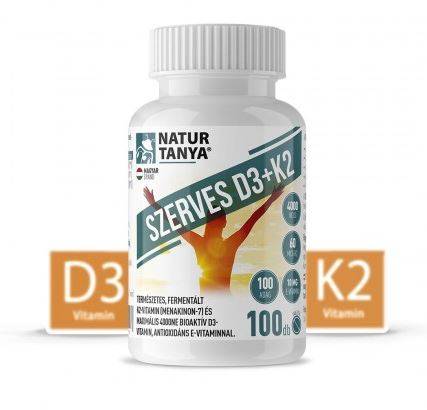 Natur Tanya Szerves D3 és K2-vitamin. Természetes, fermentált K2-vitamin (menakinon-7) és maximális 4000 NE bioaktív D3-vitamin, antioxidáns E-vitaminnal 0