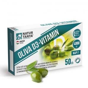 Natur Tanya OLIVA D3-vitamin - 4000 NE Quali-D aktív D3-vitamin természetes extra szűz olívaolajban oldva. 50 db 