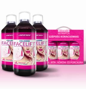 Natur Tanya Facelift kollagén mátrix - 60 napos Szépség kúracsomag, folyékony hal kollagén peptidek, tengeri elasztin és növényi kivonatok 3*500ml 